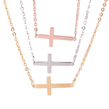 eBay Amazon Hot Sale Women's Titanium Steel Stainless Steel Jewelry O-Chain Cross Necklace